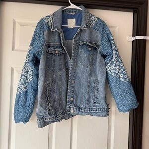 Anthropologie avec les filles floral patchwork denim jacket